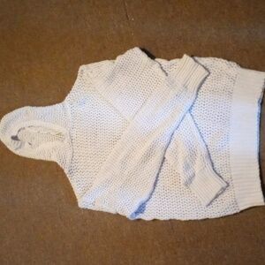 OPEN KNIT PULLOVER HOODIE CREAM LARGE